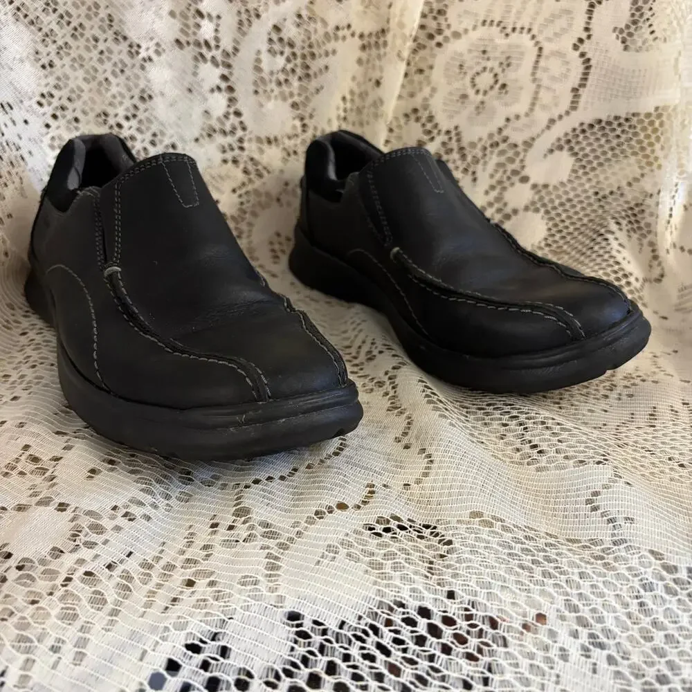 Clarks Cotrell Step Men's US 8 Black leather Loafers Shoes